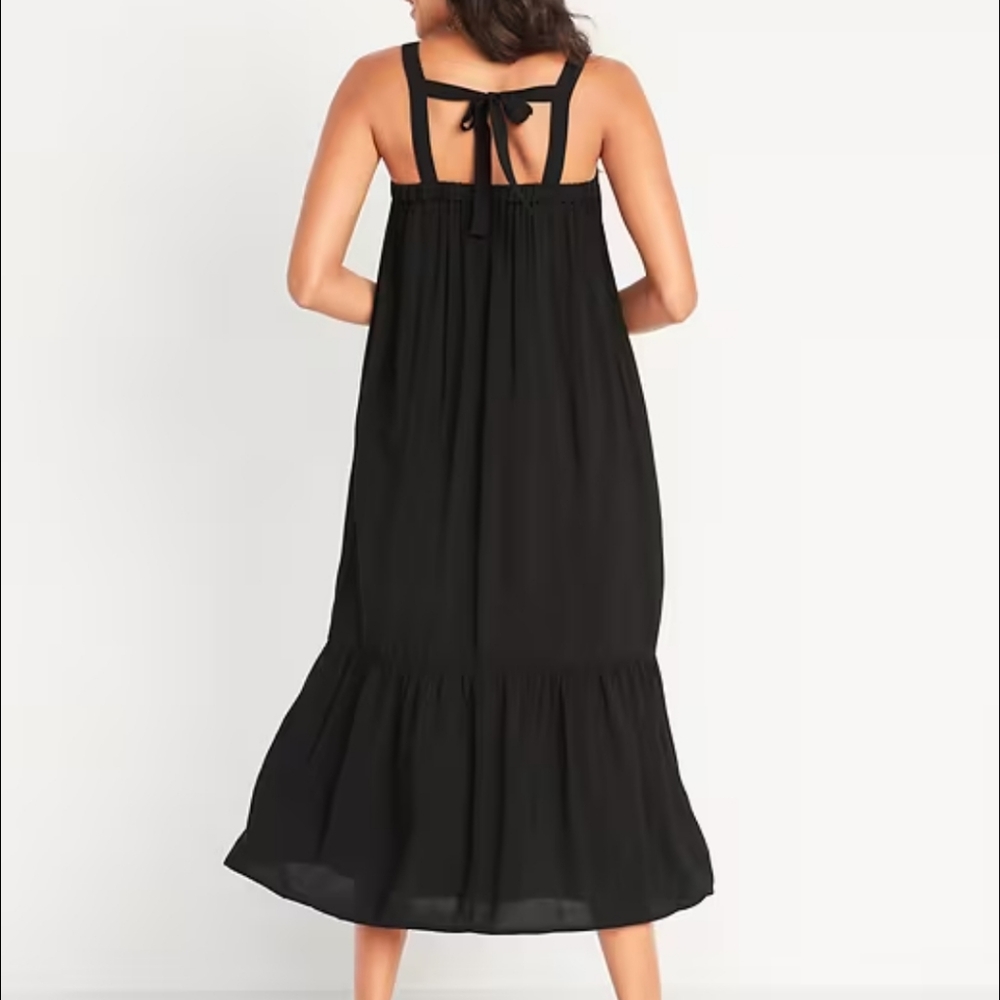 Old Navy Black Midi Swing Dress - Picture 2 of 11
